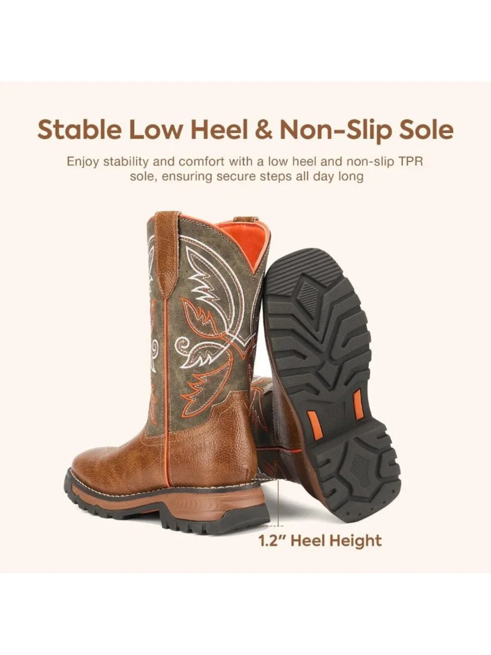 Stylish Kids Square Toe Cowboy Boots | Comfortable Mid Calf Western Riding